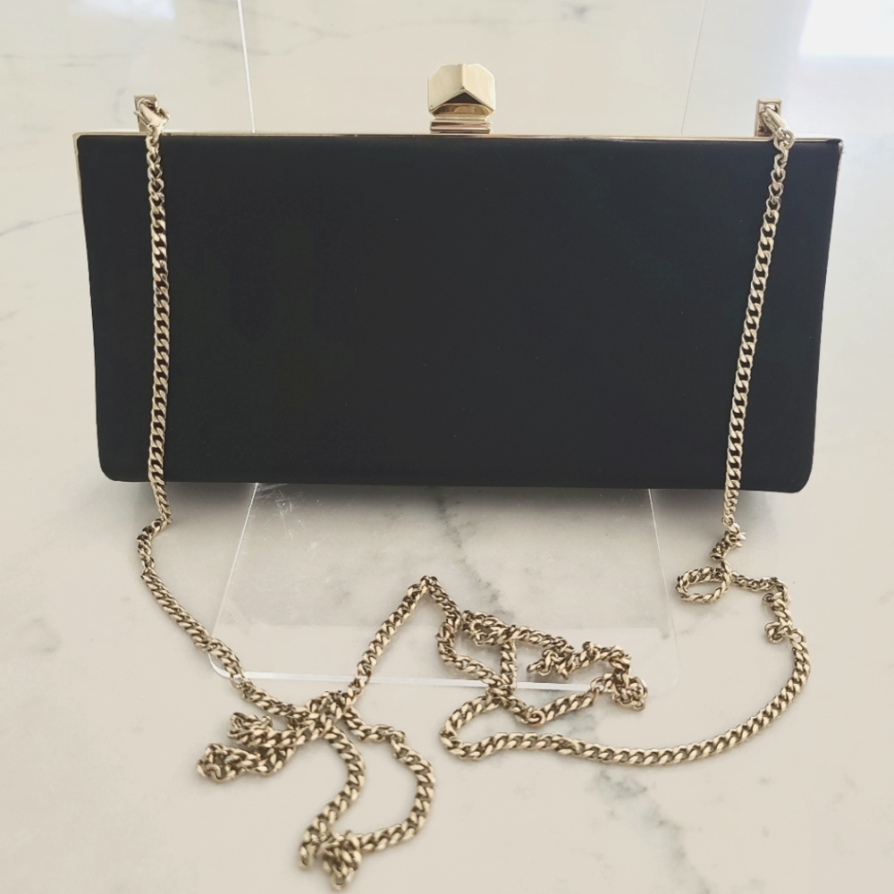 Jimmy Choo "Celeste" Black Satin Clutch